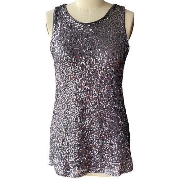 Gray Sequin Short Sleeveless Mini Dress by PINK COLLECTION ~ Women's Size LARGE - Picture 1 of 7
